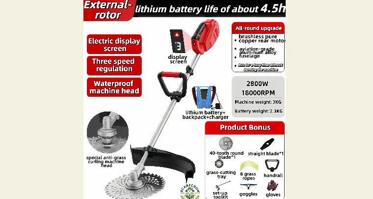 Cordless Rear-Motor Brush Cutter for Professionals | Scarecrow Garden Supplier