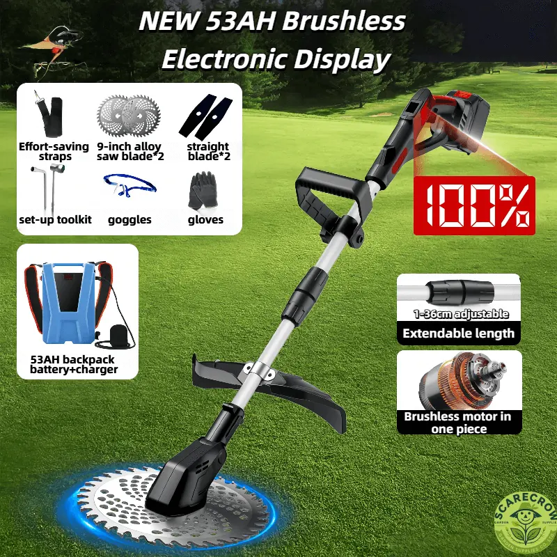 Cordless Rear-Motor Brush Cutter for Professionals | Scarecrow Garden Supplier